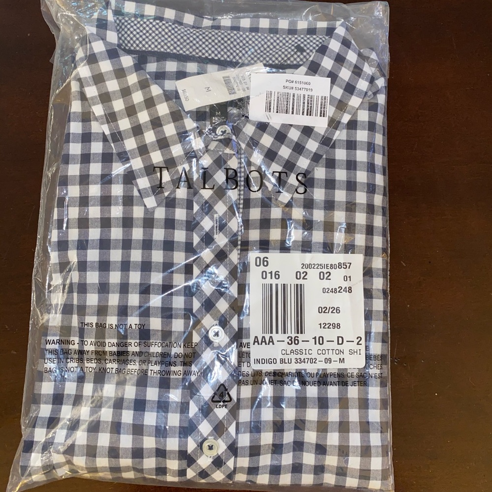 Navy blue plaid button down shirt